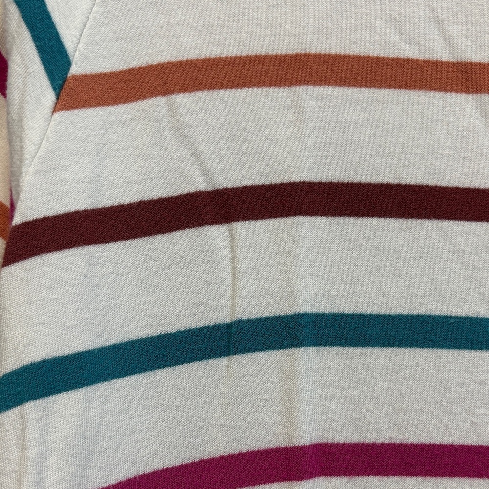 Thread & Supply Cream Long Sleeve Tee with Teal, Pink & Brown Stripes - Picture 3 of 4